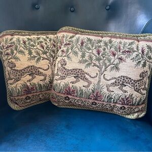 (2) Newport Tapestry Cheetah Accent Pillows